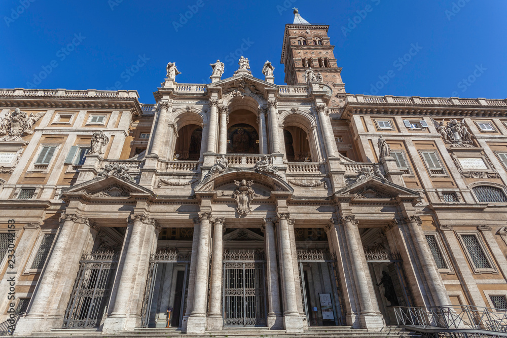 Facade of Basilica Santa Maria Maggiore in Rome, Italy