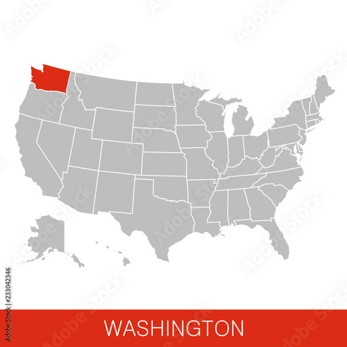United States of America with the State of Washington selected. Map of the USA vector illustration