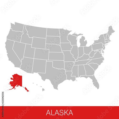 United States of America with the State of Alaska selected. Map of the USA vector illustration