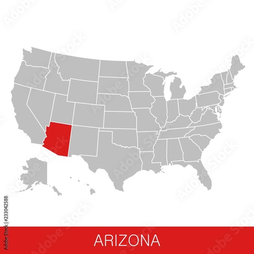United States of America with the State of Arizona selected. Map of the USA vector illustration