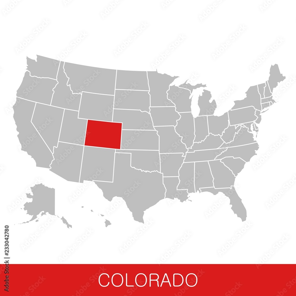 United States of America with the State of Colorado selected. Map of the USA vector illustration