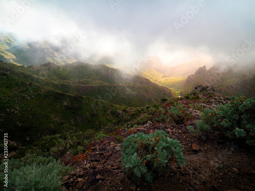 sunset over Carrizales canyon in Tenerife, Spain photo