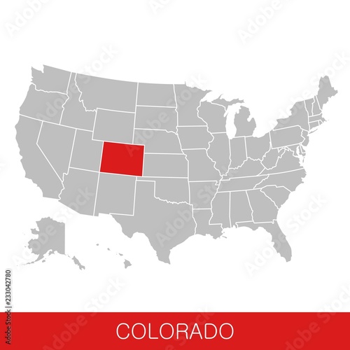 United States of America with the State of Colorado selected. Map of the USA vector illustration