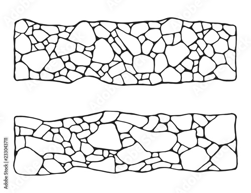 garden path of tiles set. masonry stone. in isolation vector