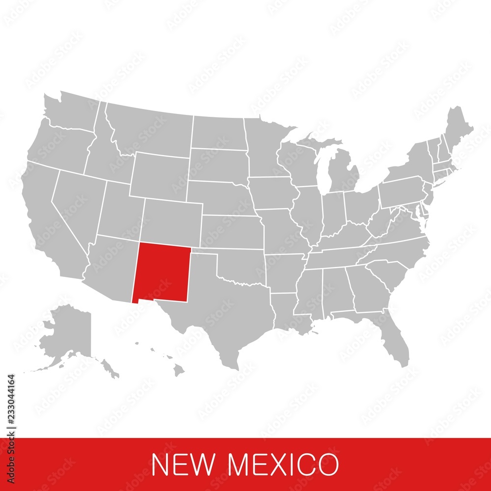 United States of America with the State of New Mexico selected. Map of the USA vector illustration