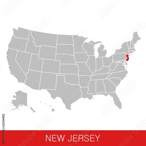 United States of America with the State of New Jersey selected. Map of the USA vector illustration