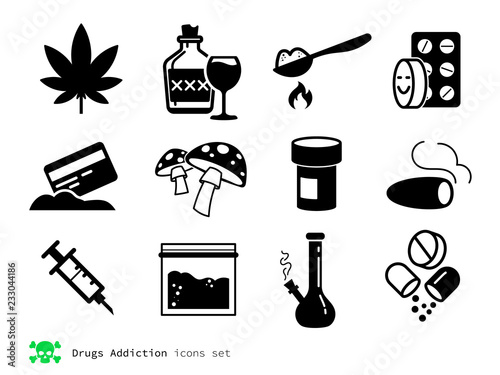 Drugs and addiction icons