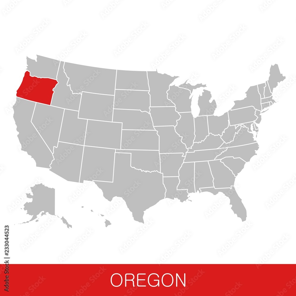 United States of America with the State of Oregon selected. Map of the USA vector illustration