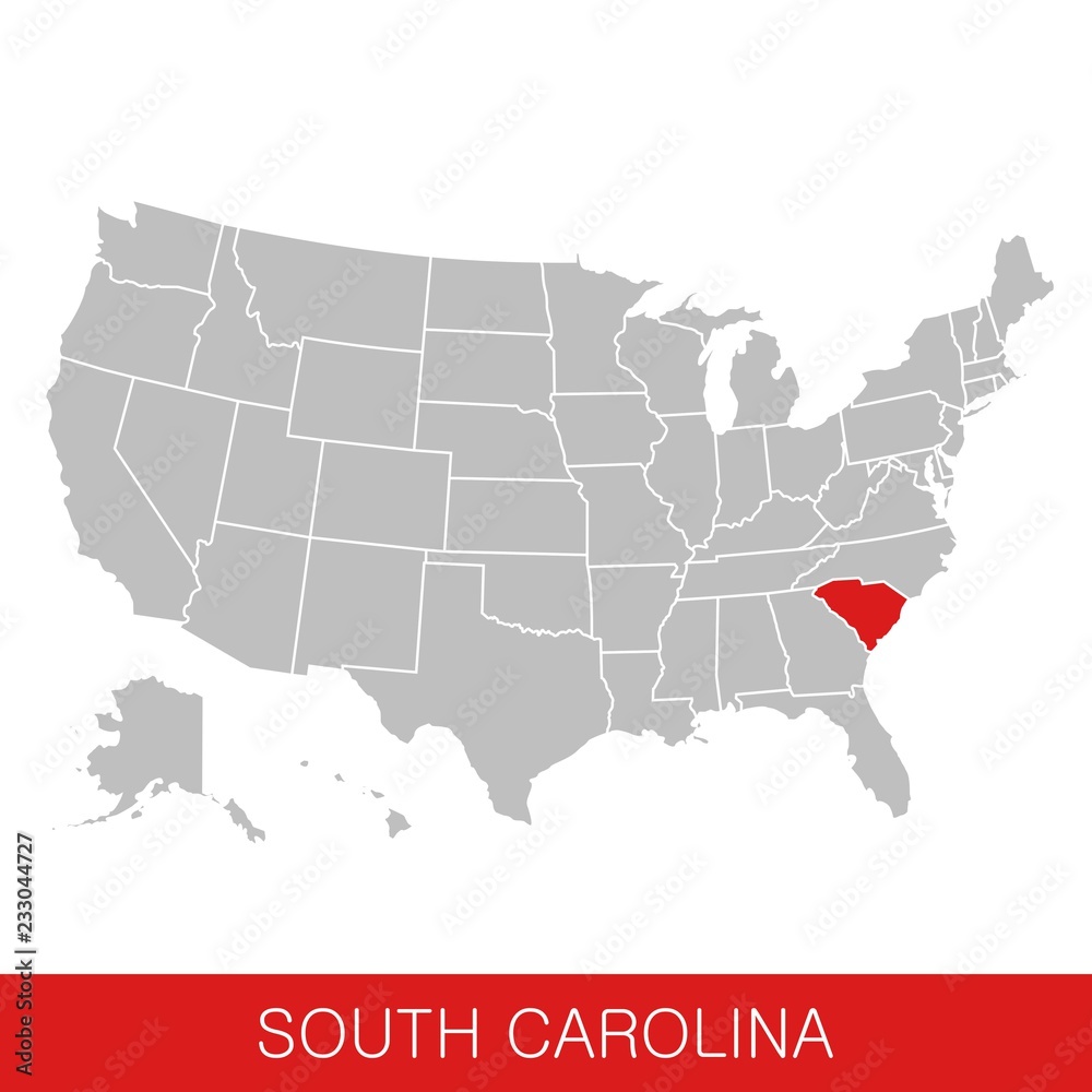 United States of America with the State of South Carolina selected. Map of the USA vector illustration
