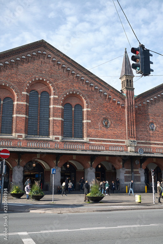 Copenhagen, Denmark - October 09, 2018: View of copenhagen central station, Front facade seen from Vesterbrogade photo