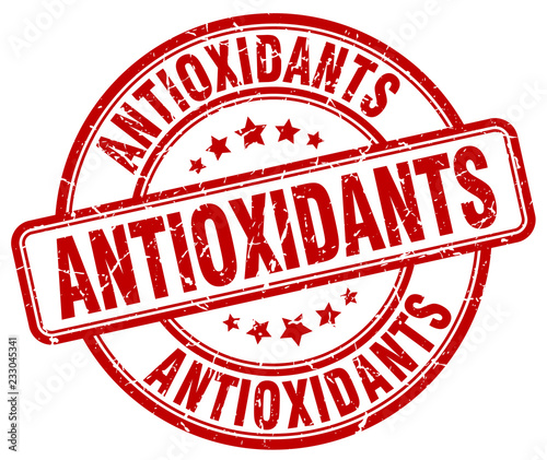 antioxidants red grunge round vintage rubber stamp