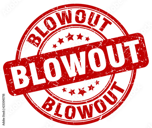 blowout red grunge round vintage rubber stamp