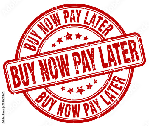 buy now pay later red grunge round vintage rubber stamp
