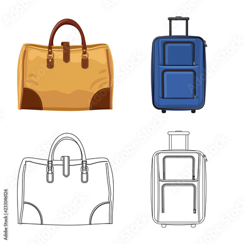 Vector design of suitcase and baggage logo. Set of suitcase and journey stock vector illustration.