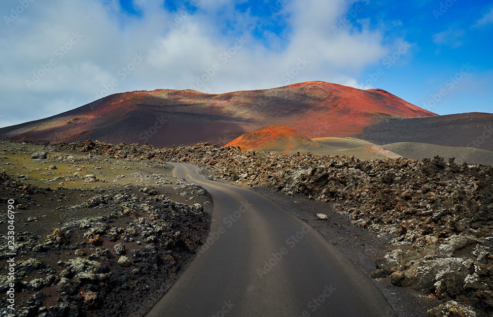 colorful volcanic craters in Timanfaya National Park, Lanzarote