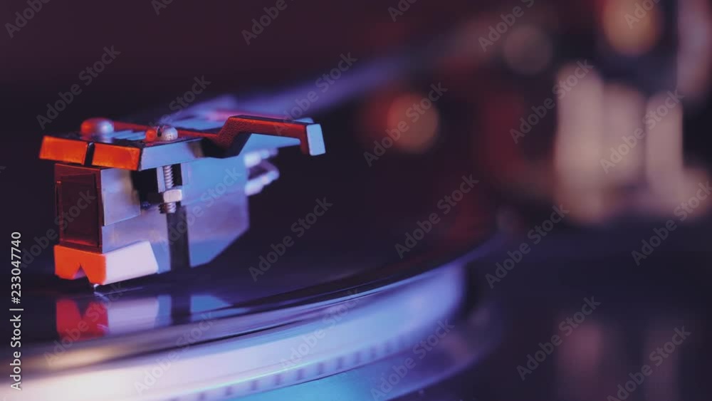 Cinemagraph Loop Vinyl Record Player. Movie of retrostyled record