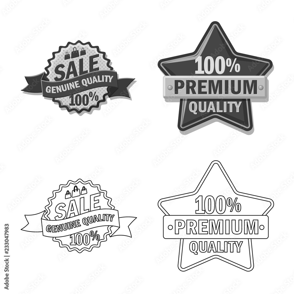 Isolated object of emblem and badge icon. Set of emblem and sticker stock symbol for web.