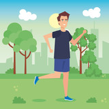 man running in the park character