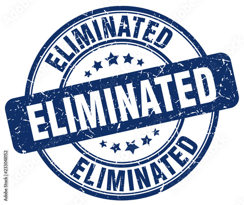 eliminated blue grunge round vintage rubber stamp
