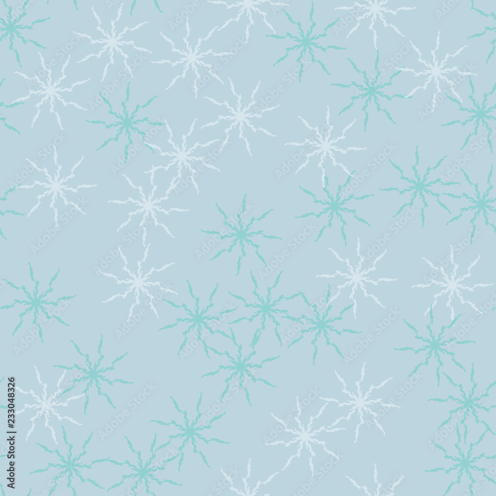 Winter seamless pattern with chaotic snowflakes in different shades of blue color Winter seamless pattern with chaotic snowflakes in different shades of blue color
