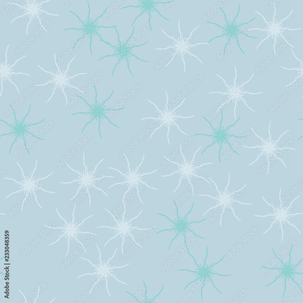 Winter seamless pattern with chaotic snowflakes in different shades of blue color Winter seamless pattern with chaotic snowflakes in different shades of blue color