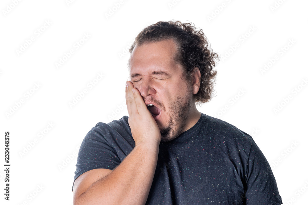 Portrait of sleepy man on white background. Early morning Portrait of sleepy man on white background. Early morning