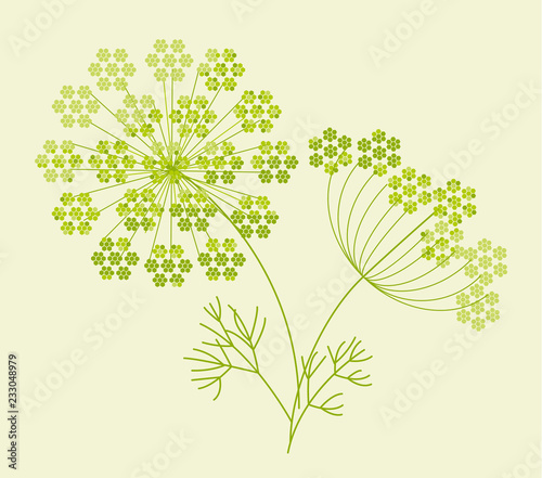 Abstract geometric dill or fennel design element