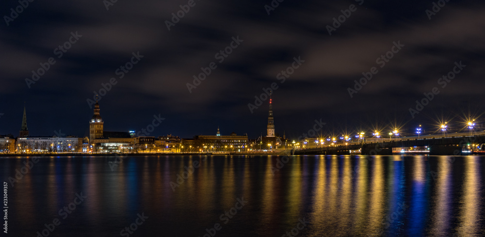 Quay of Daugava river in Riga, Latvia.