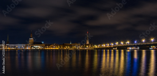 Quay of Daugava river in Riga, Latvia.