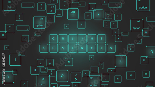 Illustration of virtual neon keyboard buttons. 