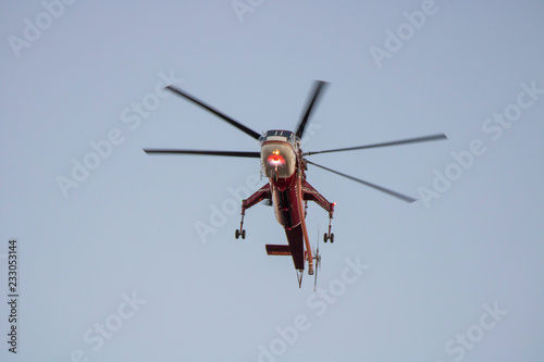 Water Dropping Helicopter Flying During California Woolsey Brushfire
