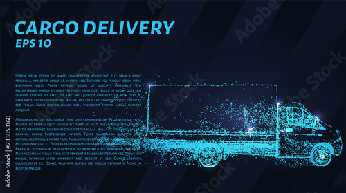 The cargo delivery of blue light points. Cargo delivery vector illustration.
