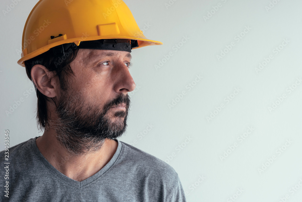 Portrait of serious thoughtful construction engineer Portrait of serious thoughtful construction engineer