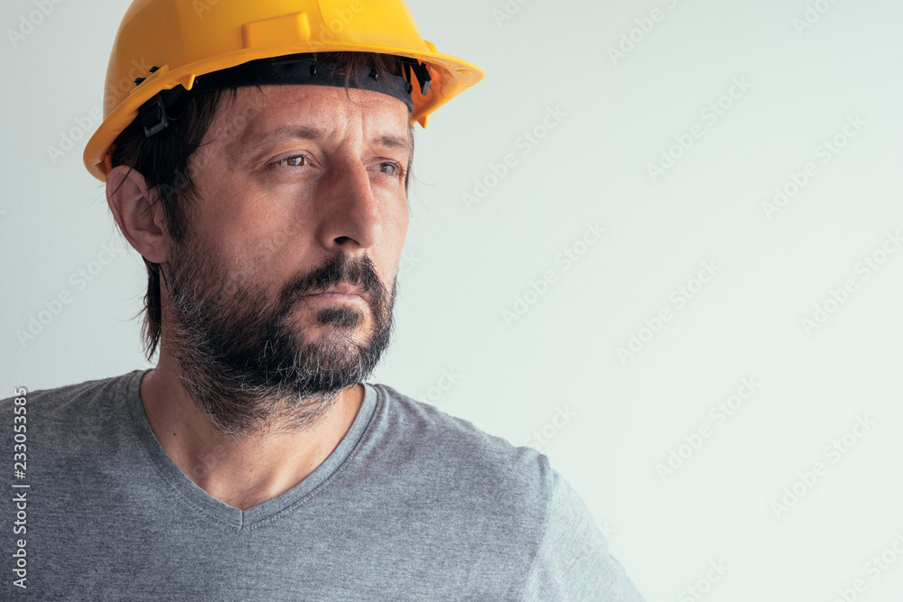 Portrait of serious thoughtful construction engineer Portrait of serious thoughtful construction engineer