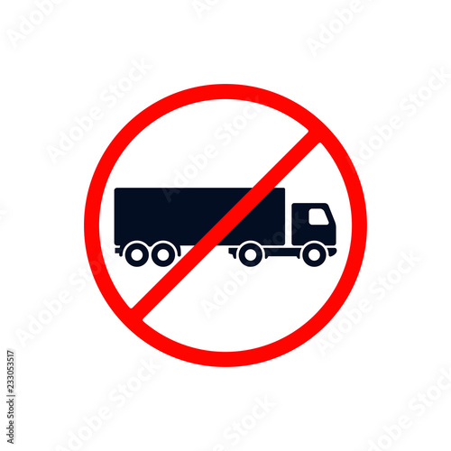 No truck sign, prohibit sign vector illustration