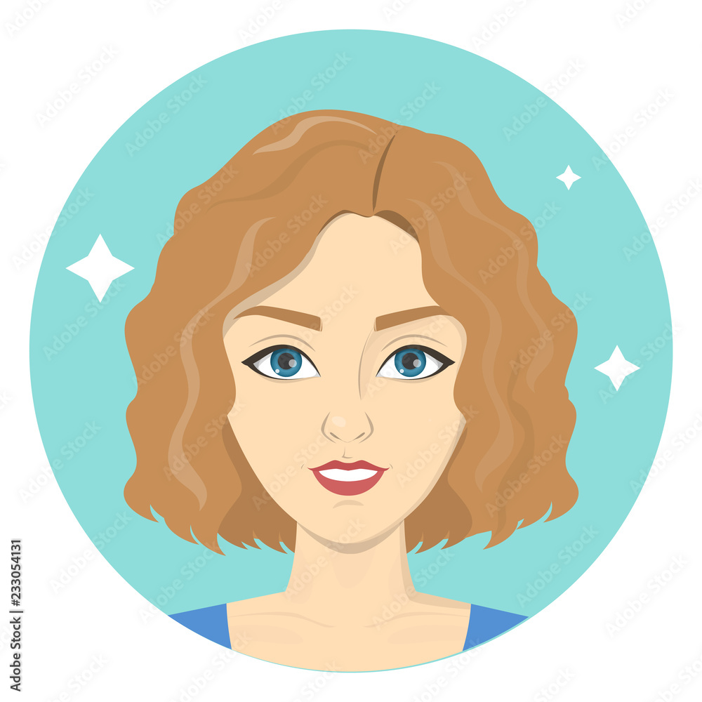 Beautiful woman portrait with curly hair. Blonde female Beautiful woman portrait with curly hair. Blonde female