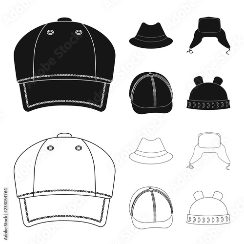 Isolated object of headgear and cap symbol. Collection of headgear and accessory stock vector illustration.