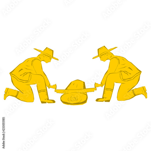 Sawmill. The drawing can be used for example for logo