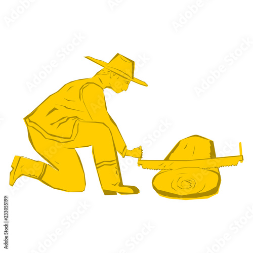 Sawmill. The drawing can be used for example for logo