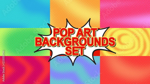 Pop art background set with halftone dots, vector retro comics style dotted backgrounds templates design HD