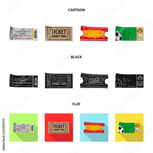 Vector design of ticket and admission icon. Collection of ticket and event vector icon for stock.