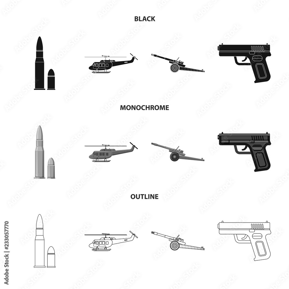 Vector design of weapon and gun icon. Collection of weapon and army vector icon for stock. Vector design of weapon and gun icon. Collection of weapon and army vector icon for stock.