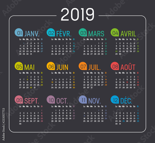 Calendrier Agenda 2019