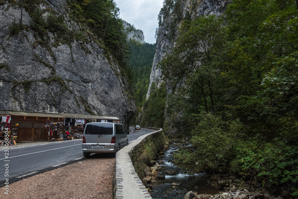 Road from Bicaz Canyon in spring season Road from Bicaz Canyon in spring season