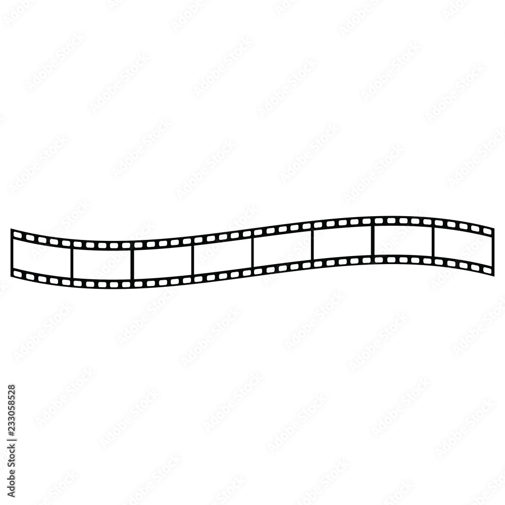 A black and white vector silhouette of a roll of film