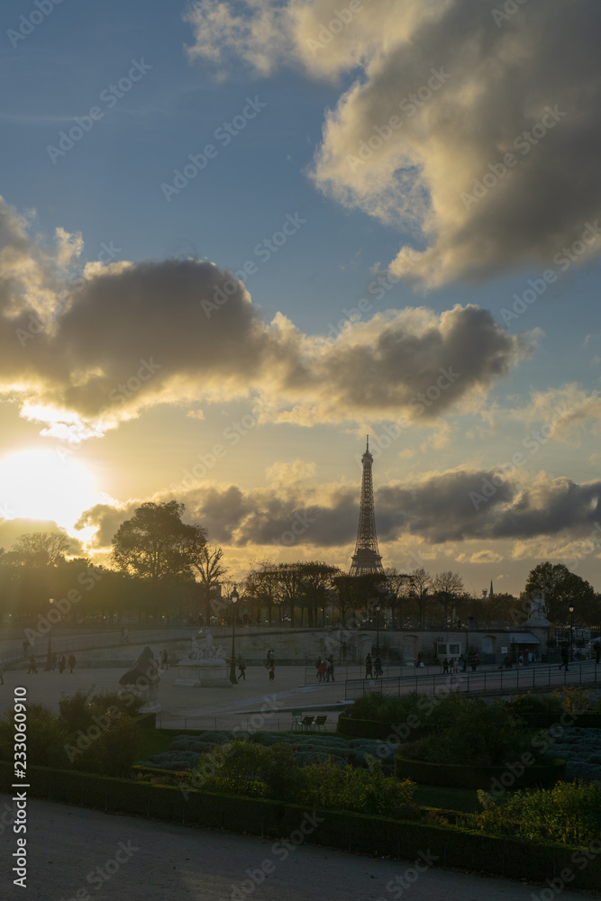 Jardin de Tuileries at dusk