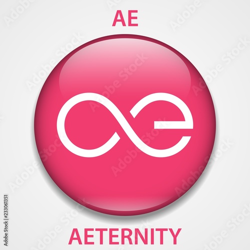 Aeternity Coin cryptocurrency blockchain icon. Virtual electronic, internet money or cryptocoin symbol, logo