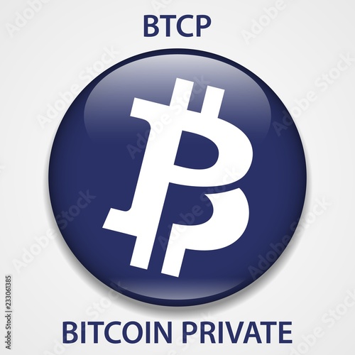 Bitcoin Private Coin cryptocurrency blockchain icon. Virtual electronic, internet money or cryptocoin symbol, logo