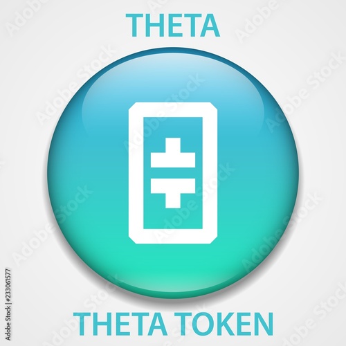Theta Token Coin cryptocurrency blockchain icon. Virtual electronic, internet money or cryptocoin symbol, logo
