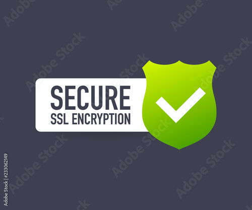 Secure connection icon vector illustration isolated on white background, flat style secured ssl shield symbols. Vector illustration.